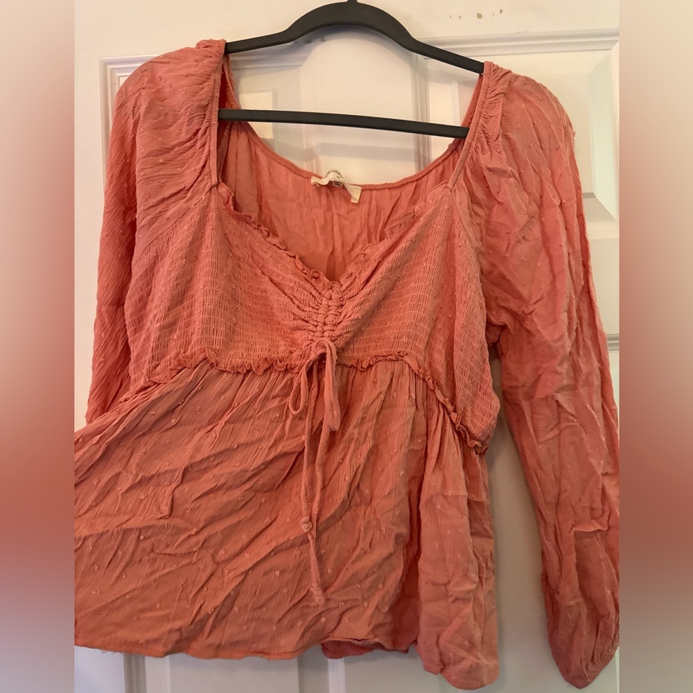 Pink flowy blouse